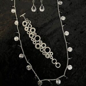 Curated Jewelry Set #28 - Necklace, Bracelet, Earrings (silver, black)